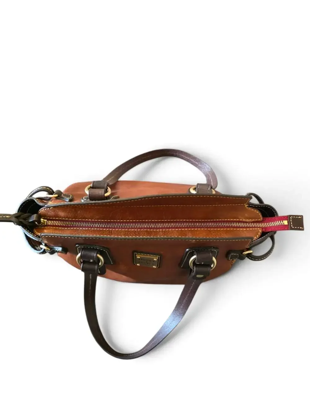 Dooney & Bourke Toledo Leather Winged Satchel Brown Tassel Shoulder Bag HTF